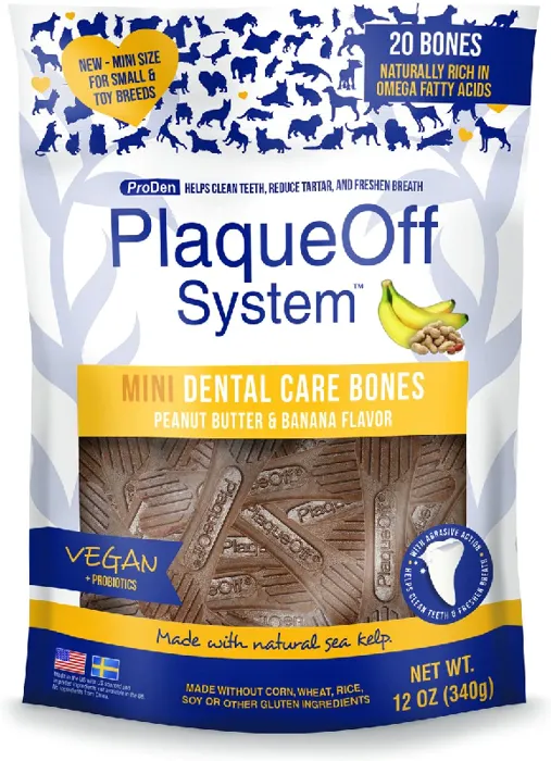 Plaqueoff Dental Care Bones Mini Peanut Butter Banana 12-oz