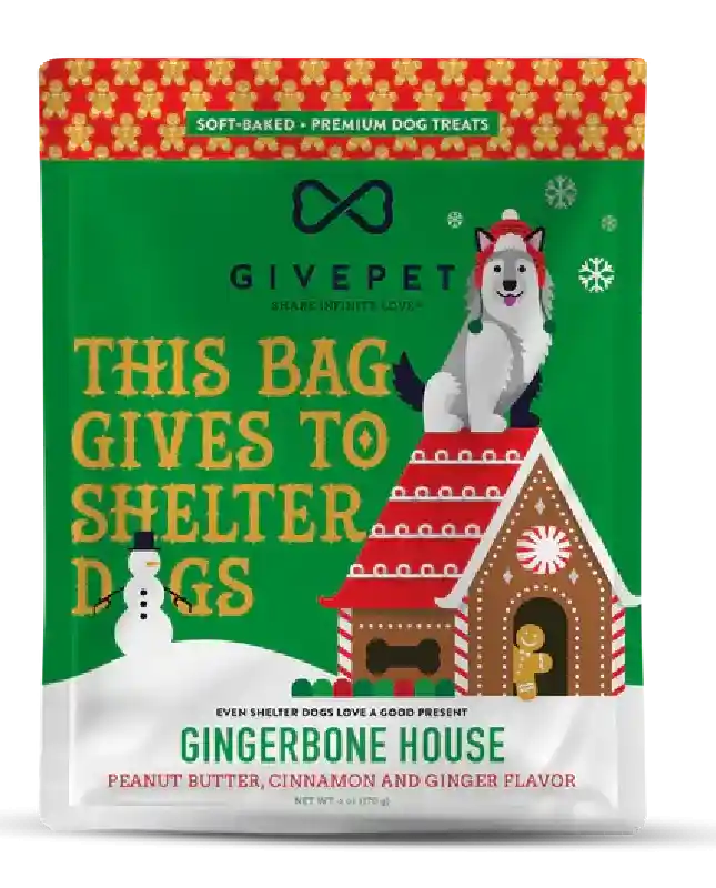 Givepet Holiday Dog Treat Soft Chew Gingerbone Hou