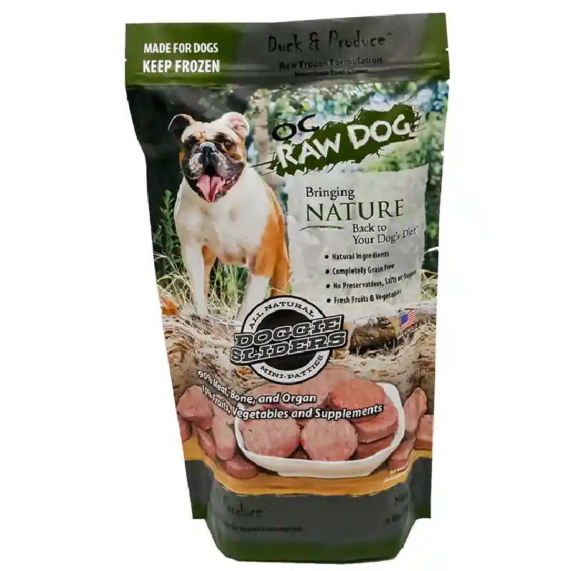 Oc Raw Dog Frozen Duck & Produce Sliders 4 Lb