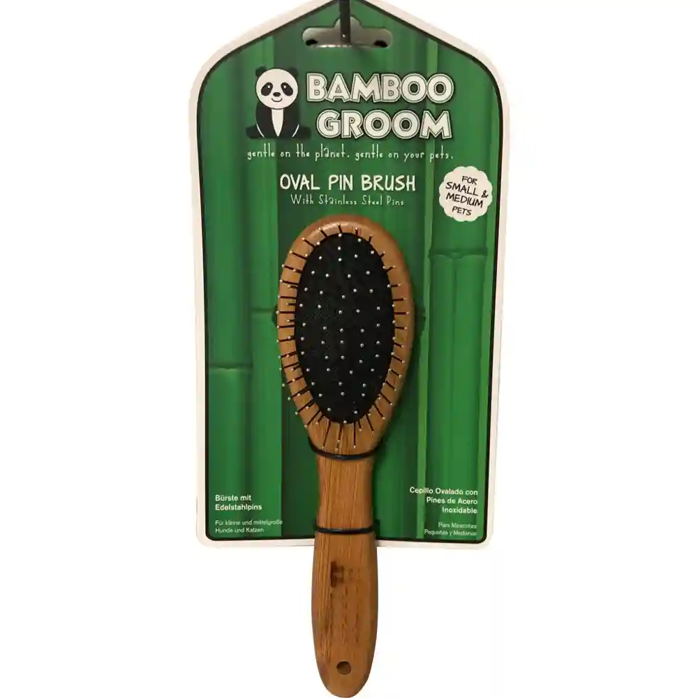 Bamboo Groom Oval Pin Brush W/stainless Steel Pins