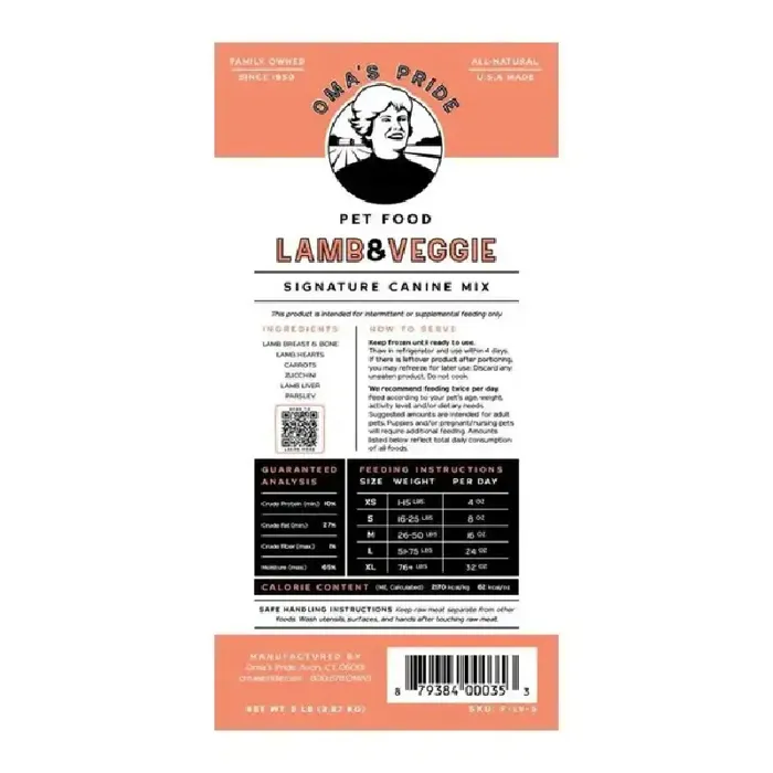 Oma's Pride Lamb & Veg Mix 5lb