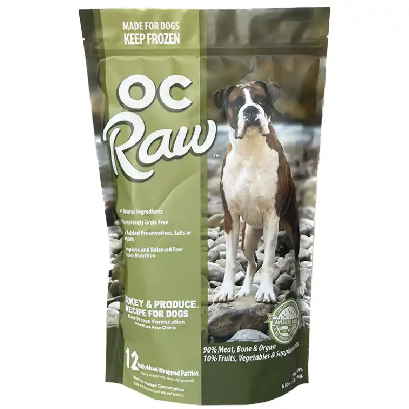 Oc Raw Dog Frozen Turkey & Produce Patties 6 Lbs