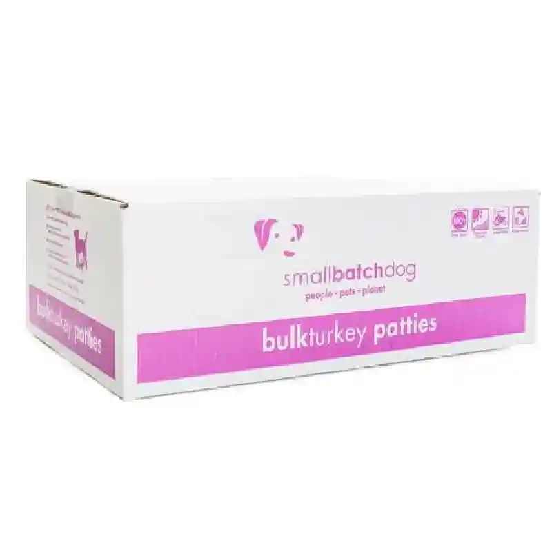 Small Batch Frozen Dog Turkey Patties 18-lb