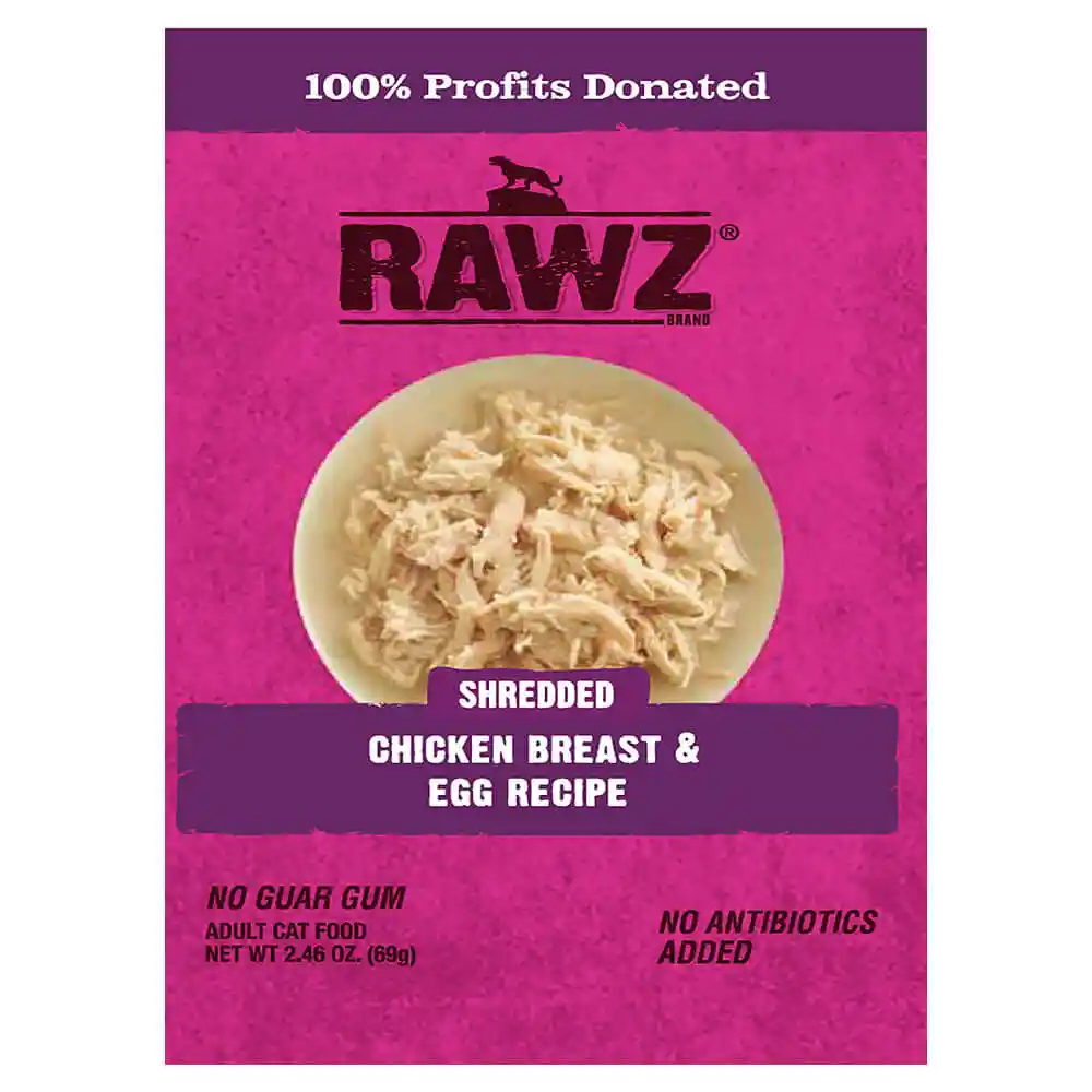 Rawz Cat Gf Chicken & Egg Shreds Pouch 2.46 Oz