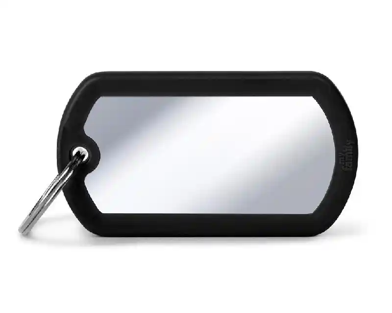 Tag Military Chrome Plated Brass Black Rubber