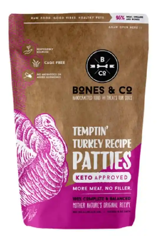 Bones & Co Dog Frozen Grain Free Patties Turkey 6l