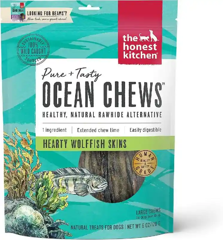 Beams Ocean Chews Wolffish Skins Trt 6-oz "talls"