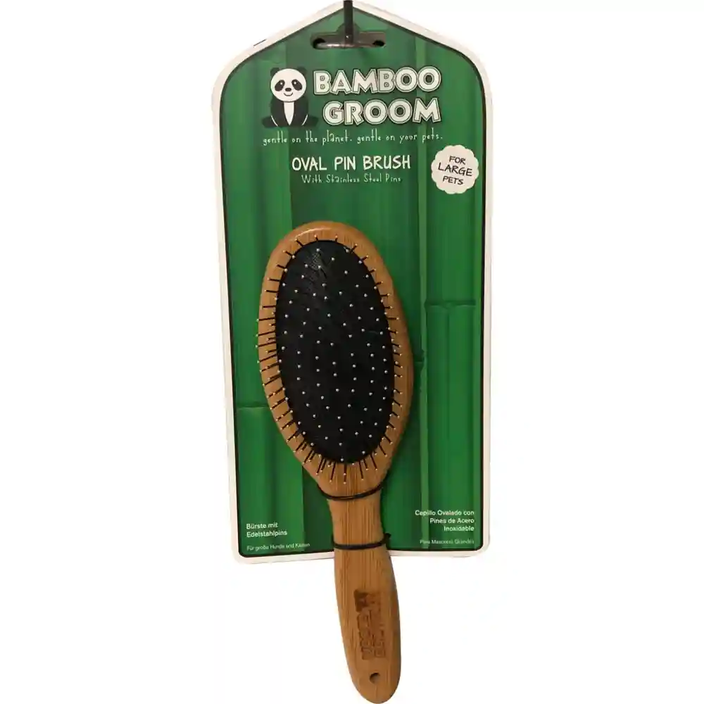 Bamboo Groom Oval Pin Brush W/stainless Pins Large