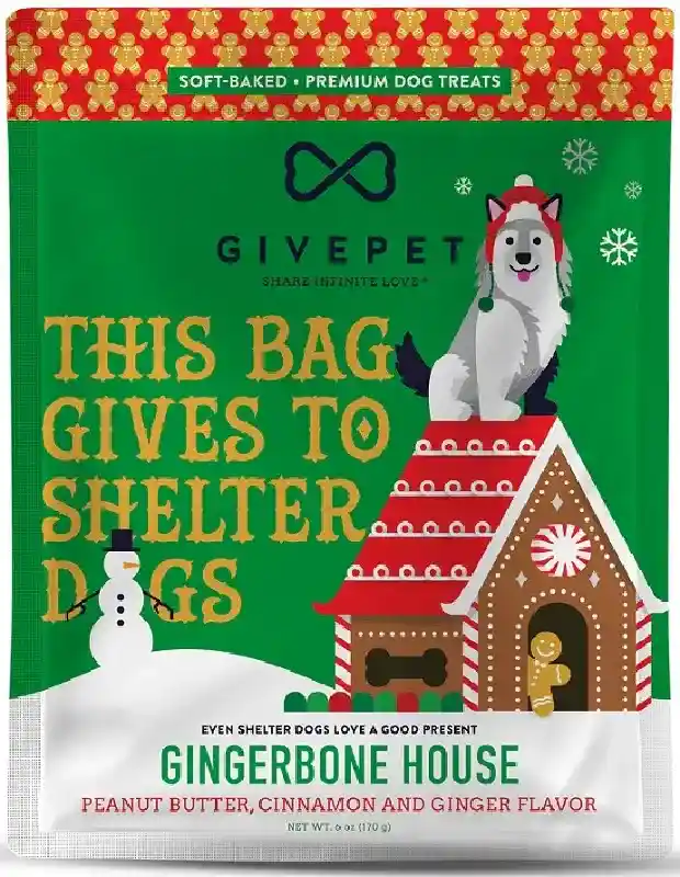 Givepet Holiday Dog Treat Soft Chew Gingerbone Hou