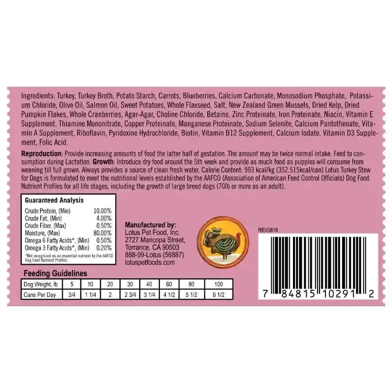 Turkey Stew Grain-free Canned Dog Food 13-oz