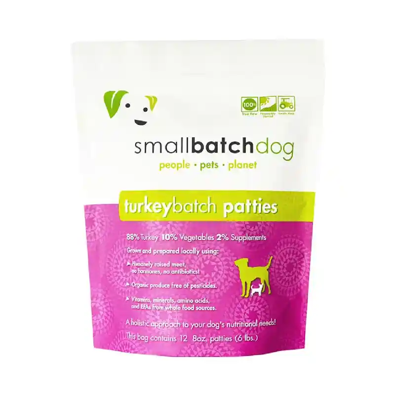 Smallbatch Dog Raw Frzn Turkey Patties 6-lb