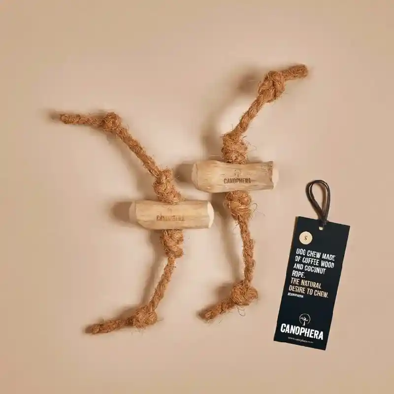 Canophera Small Dog Coffee Wood & Coconut Rope Che