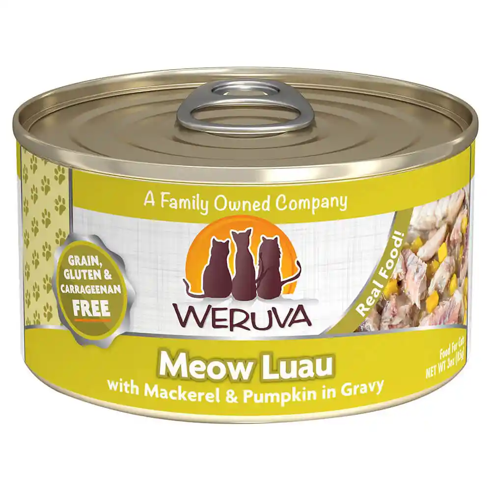 Meow Luau W/ Mackerel & Ppkn Can Cat Food 3-oz
