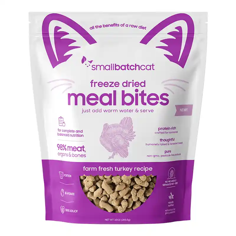 Small Batch Cat Food Fd Mealbites Turkey 10 Oz