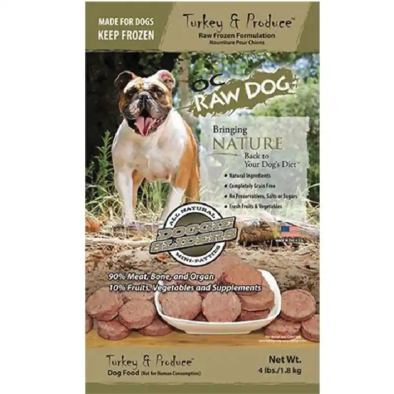 Oc Raw Dog Frozen Turkey & Produce Sliders 4 Lb