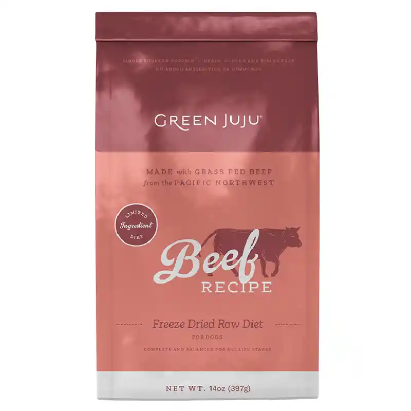 Green Juju Dog Beef Fd 14-oz 4=cs