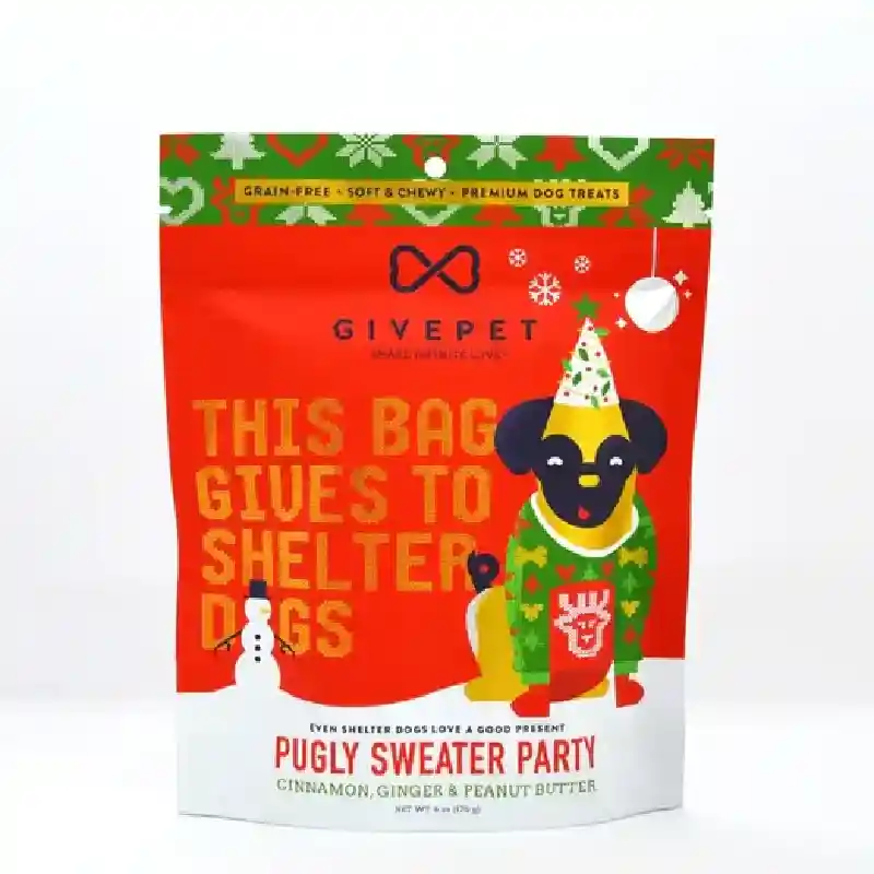 Givepet Holiday Dog Treat Soft Chew Pugly Sweater