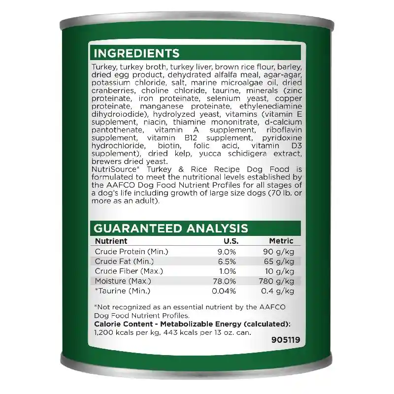 Nutrisource Dog Turkey Rice Can 12.3oz 12/cs