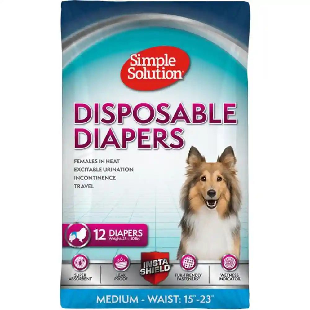 Simple Solution Disposable Diapers Medium 12 Pack