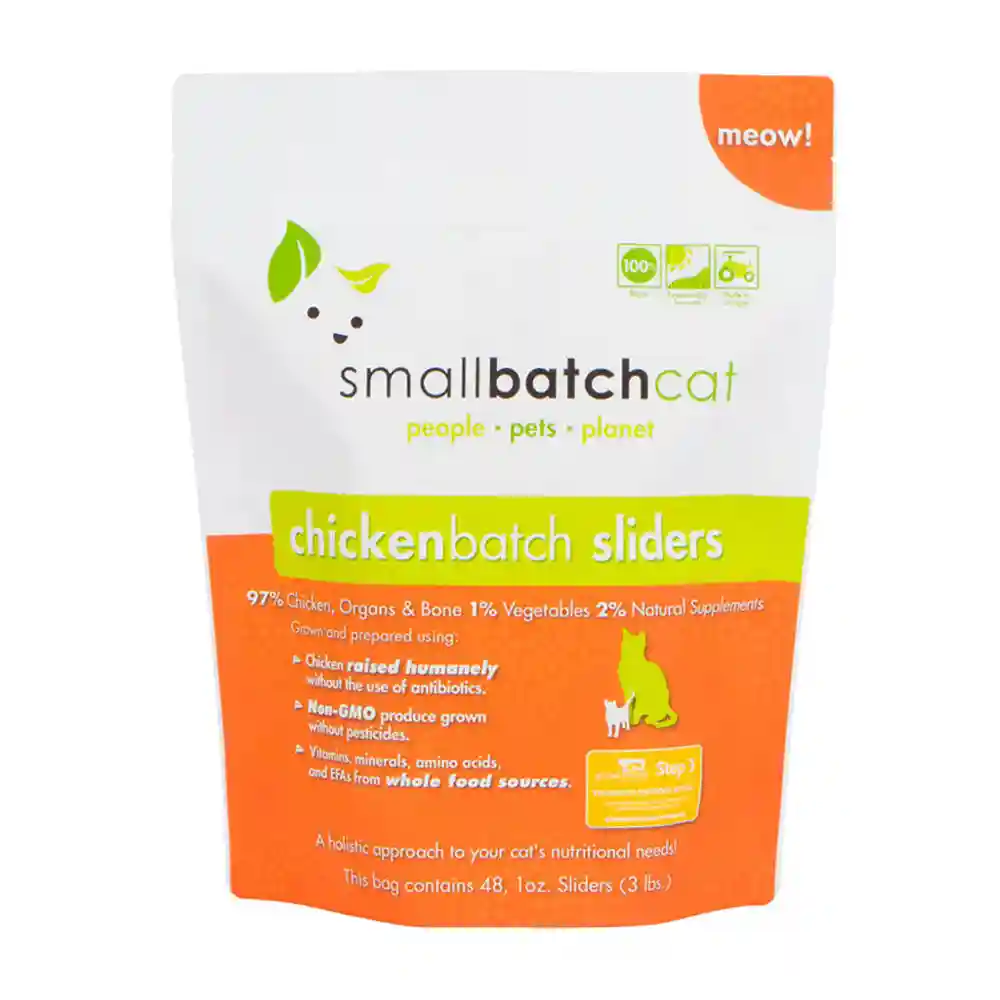 Smallbatch Cat Chicken Sliders Bulk Frozen 9lb