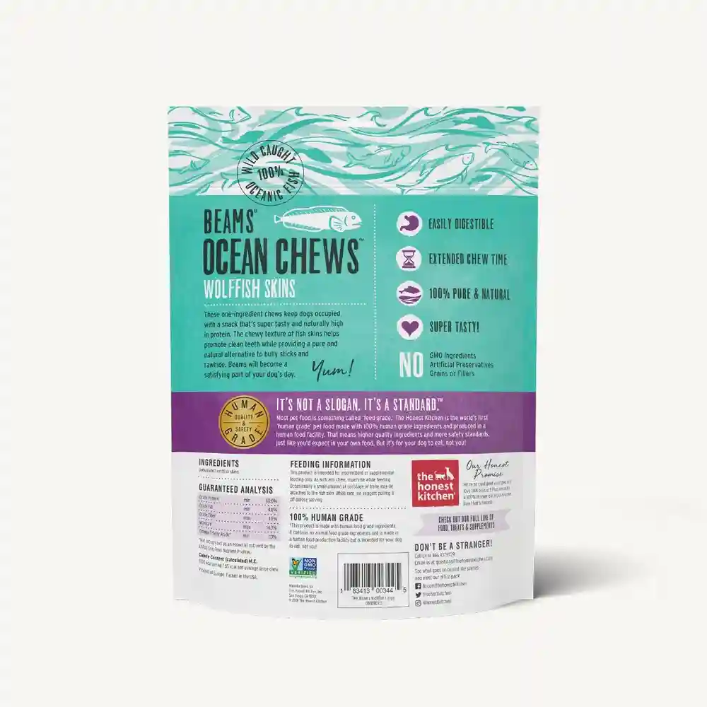 Beams Ocean Chews Wolffish Skins Dog Trt 3.25-oz