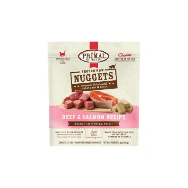 Raw Frozen Feline Bf & Slmn Nuggets Cat Food 3-lb