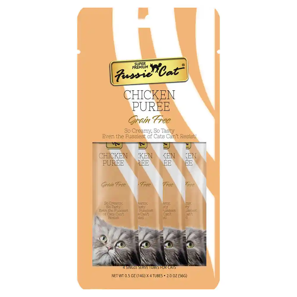 Fussie Cat Treat Chicken Puree.5-oz 4-pk