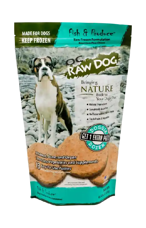 Oc Raw Dog Frozen Fish & Produce Patties 6 Lbs