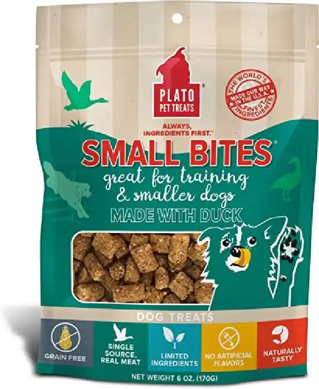 Plato Pet Treats Small Bites Duck 6-oz