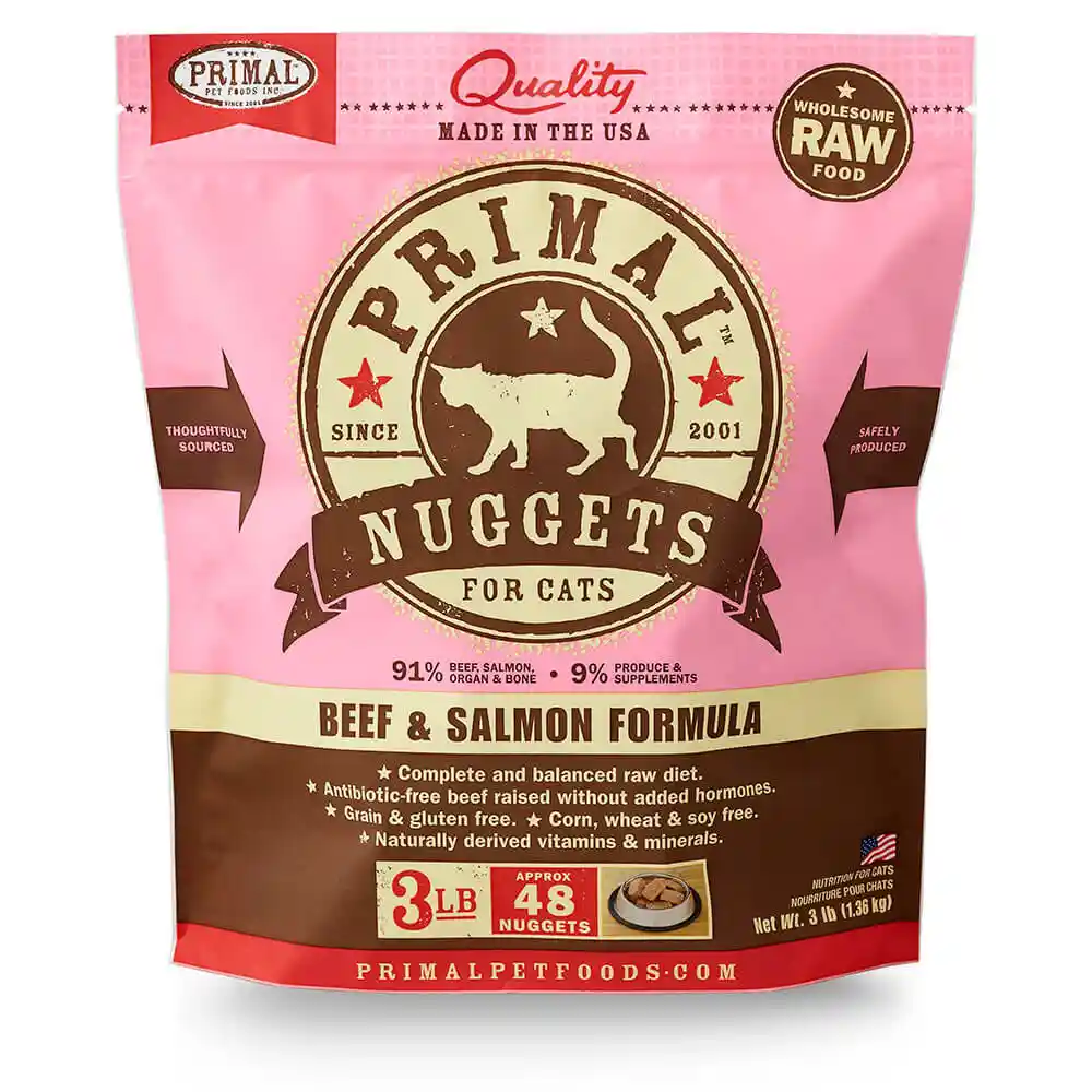 Raw Frozen Feline Bf & Slmn Nuggets Cat Food 3-lb