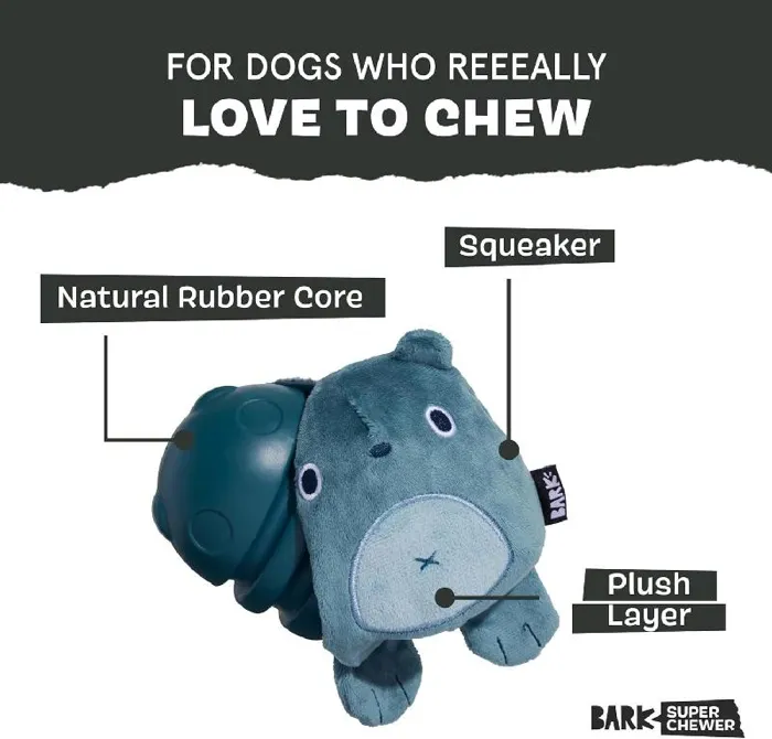 Bark Super Chewer Grey Bear Hugger Lg