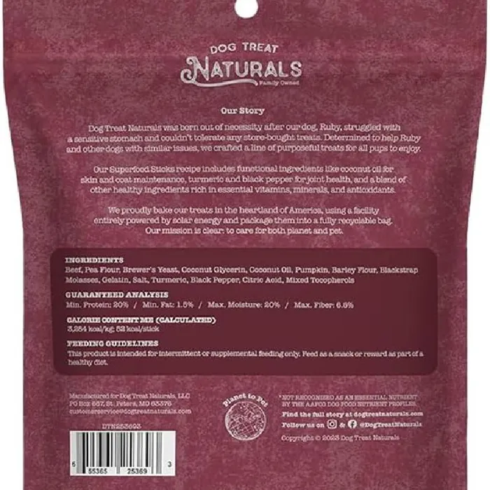 Dog Treat Naturals Superfood Beef Sticks 10-oz