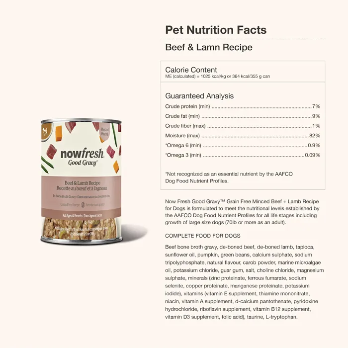 Now Fresh Good Gravy Beef & Lamb nutrition facts