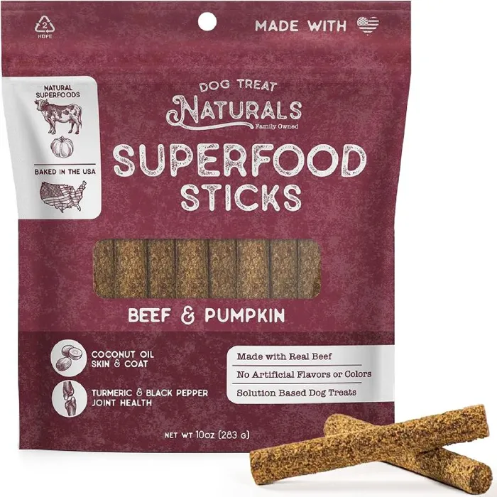 Dog Treat Naturals Superfood Beef Sticks 10-oz