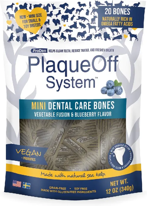 Plaqueoff Dental Care Bones Mini Vegetable W/ Blue
