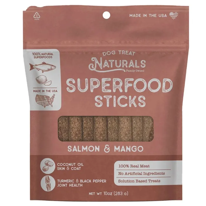 Dog Treat Naturals Salmon & Mango Sticks 10-oz