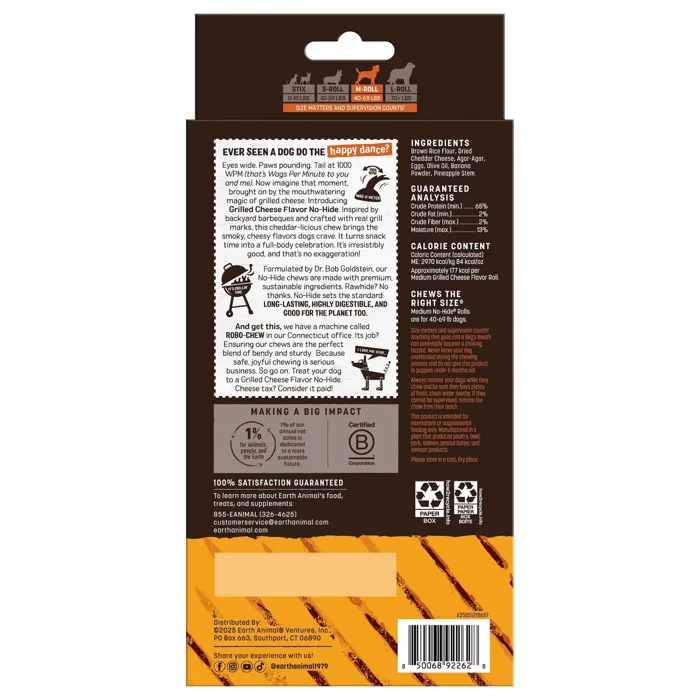 Earth Animal- No Hide Medium 3pk Grilled Cheese