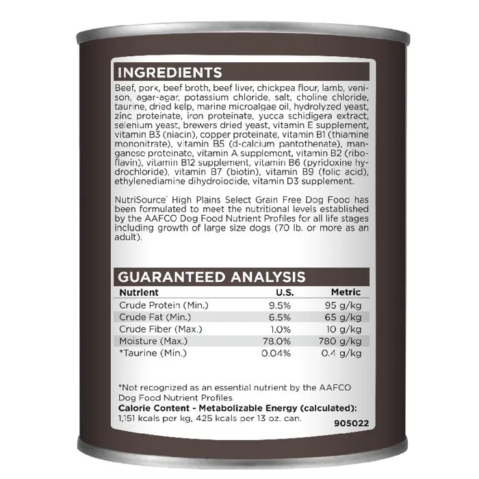 Nutrisource Dog High Plains Select Can 12.3-oz